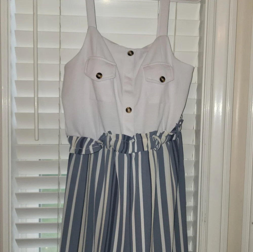 Striped Jumpsuit with Button Detail